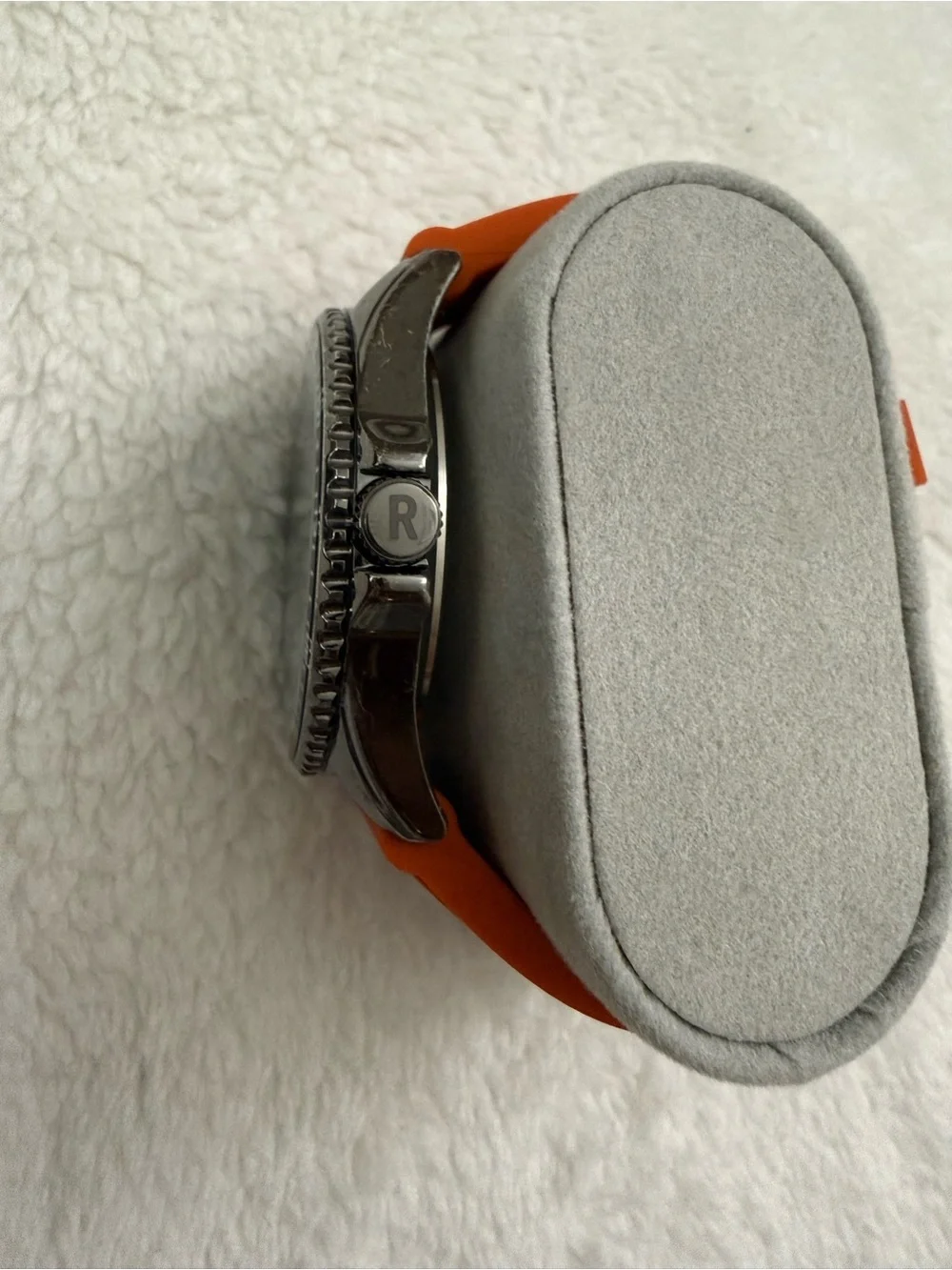 Reaction Kenneth Cole Men's Watch with Orange Silicone Strap and Black Dial